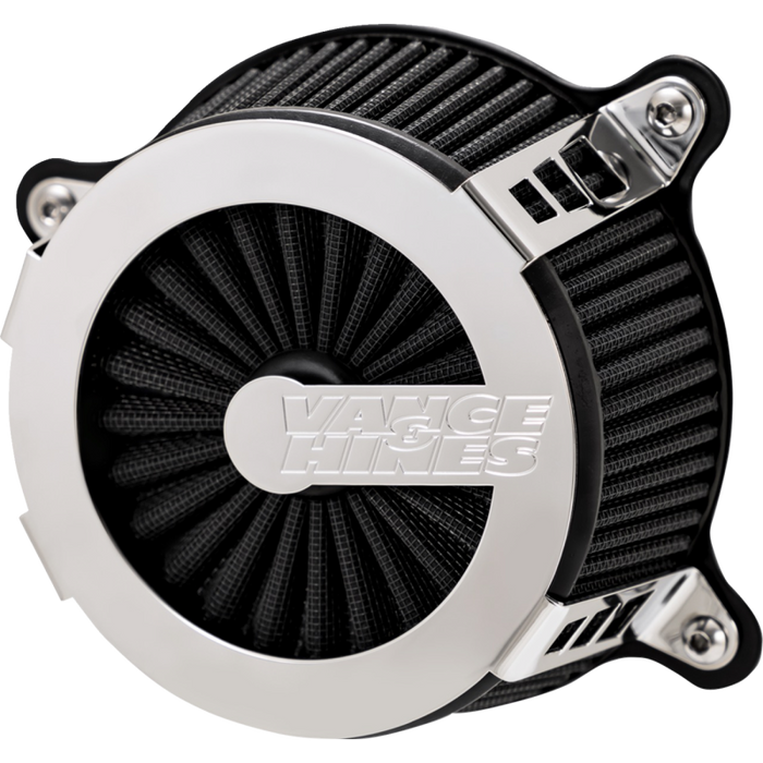 VANCE & HINES M8 AIR CLEANER V02 CAGE Flat Chrome Front - Driven Powersports