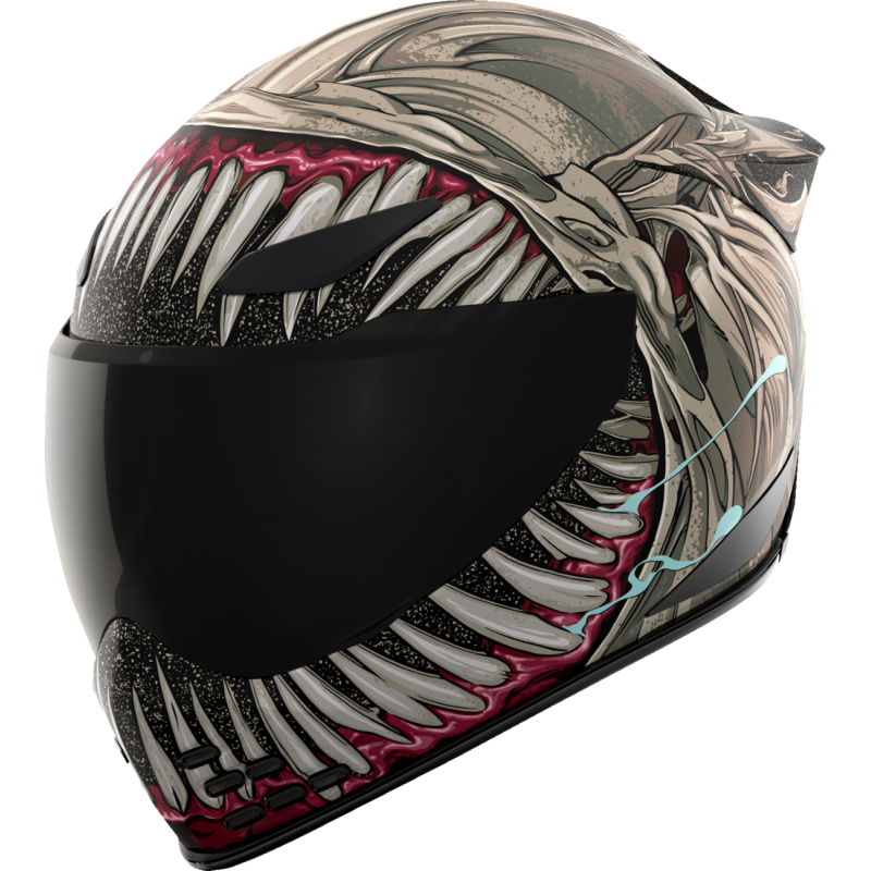 ICON HELMET DOMN GRAND MAW Gray Left Side - Driven Powersports