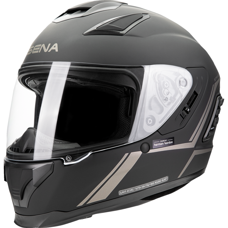 SENA STRYKER SMART HELMET FULL-FACE DOT Matte Black Front - Driven Powersports