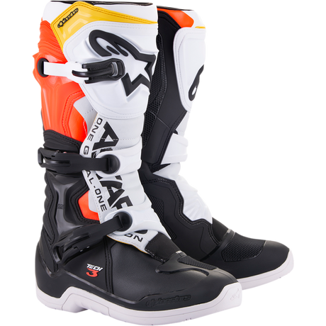 ALPINESTARS BOOT TECH 3 Black/White/Red/Fluo Yellow Front - Driven Powersports