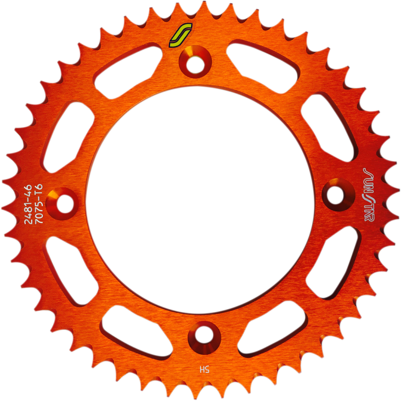 SUNSTAR SPROCKETS 428-46T ALUMINUM REAR SPROCKET Orange Front - Driven Powersports