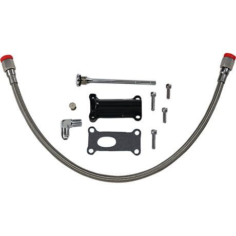 DRAG SPECIALTIES SPOUT ENG OIL 02-06 Flat Black Front - Driven Powersports
