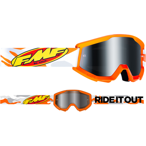 FMF POWERCORE YOUTH GOGGLE ASSAULT - MIRROR SILVER LENS Front