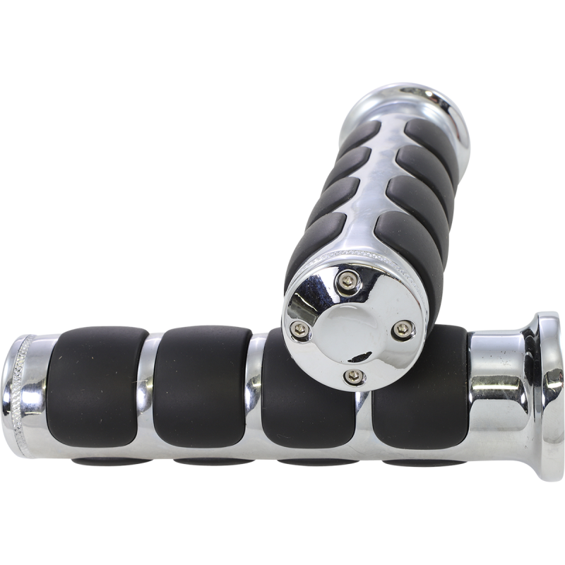 KURYAKYN ISO GRIPS W/CHROME TRIM RINGS 7/8" BAR PN 6180 Front - Driven Powersports