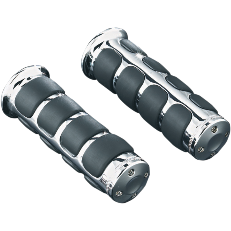 KURYAKYN ISO GRIPS W/CHROME TRIM RINGS 7/8" BAR PN 6180 Front - Driven Powersports