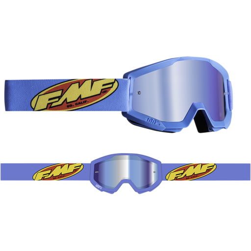 FMF POWERCORE YOUTH GOGGLE CORE CYAN - MIRROR BLUE LENS Front