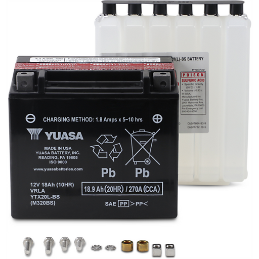 YUASA YTX20L-BS W/ACID PACK Front - Driven Powersports