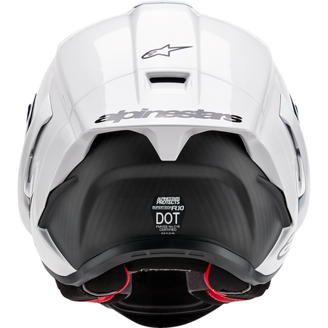 ALPINESTARS S-R10 SOLID HELMET WHT GLS/BLK Mint Back - Driven Powersports