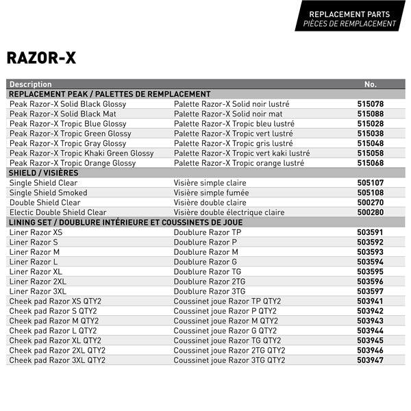 CKX Razor-X Helmet Solid Size Chart - Driven Powersports