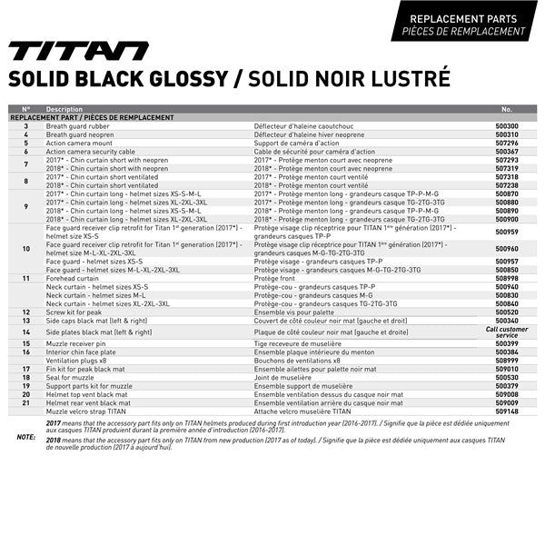 CKX Titan Original Helmet - Trail and Backcountry Solid Size Chart - Driven Powersports