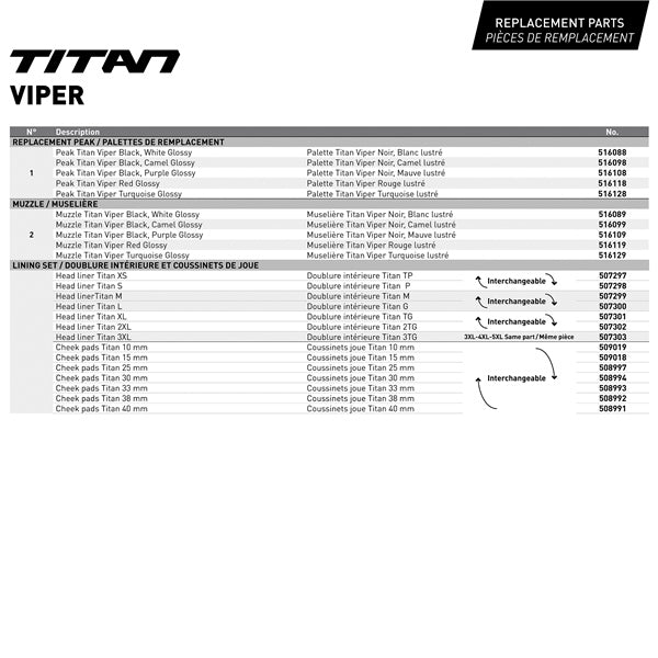 CKX Titan Original Helmet - Trail and Backcountry Viper Size Chart - Driven Powersports
