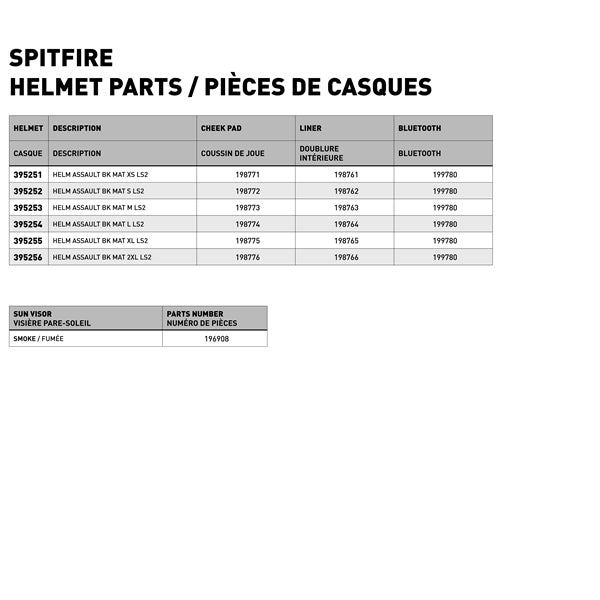 LS2 Spitfire Open-Face Helmet Solid Size Chart - Driven Powersports