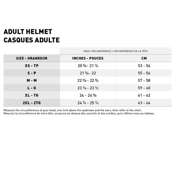 Corsair-X Full-Face Helmet Size Chart - Driven Powersports