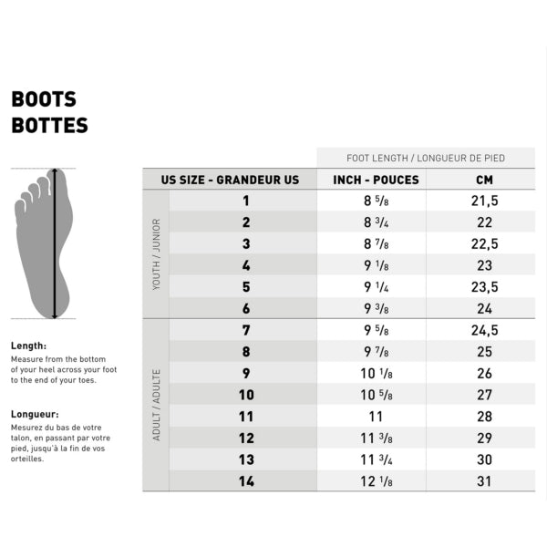 CKX Taïga Boots - Unisex Size Chart - Driven Powersports
