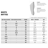 CKX Colchester Boots Size Chart - Driven Powersports