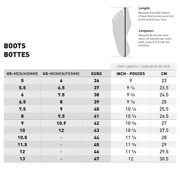 CKX Colchester Boots Pro Size Chart - Driven Powersports