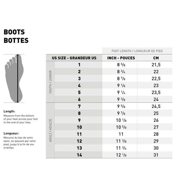CKX Evolution Muk Lite Boots Size Chart - Driven Powersports