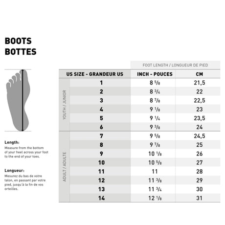 CKX Evolution Muk Lite Boots Size Chart - Driven Powersports
