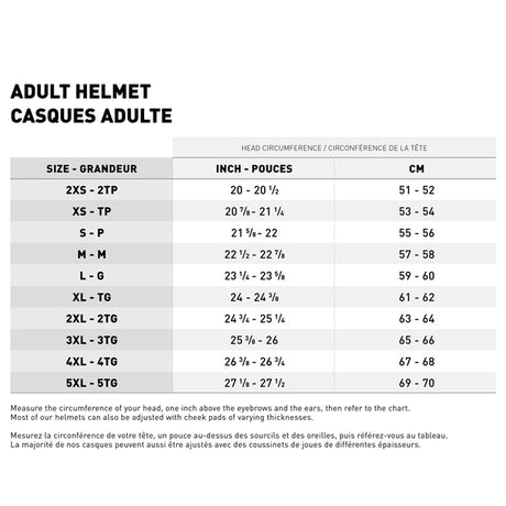 CKX TX228 Off-Road Helmet Energy Size Chart - Driven Powersports