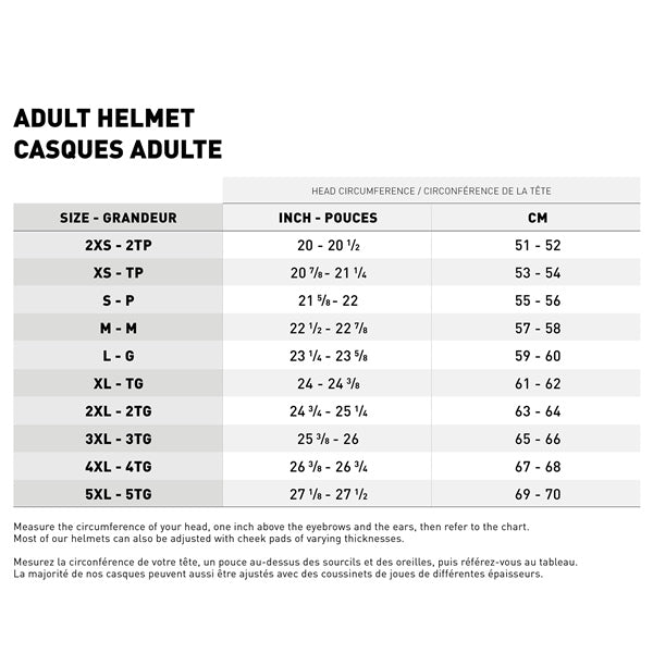 CKX Mission Free-Face Helmet Smoke Double Size Chart - Driven Powersports