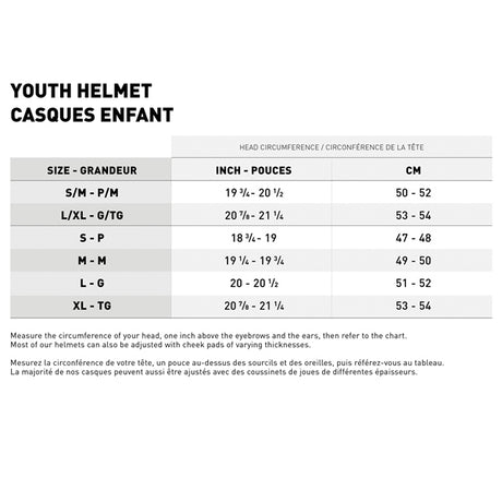 CKX TX019Y Off-Road Helmet Solid Size Chart - Driven Powersports