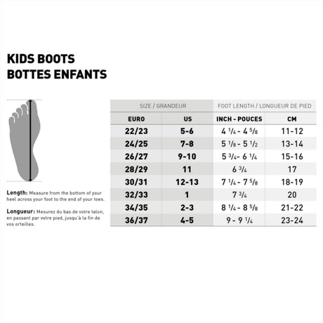 CKX Black EVA Boots Size Chart - Driven Powersports