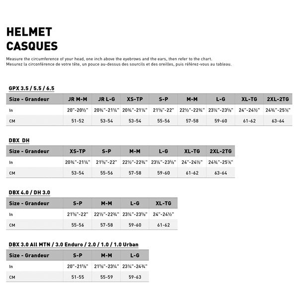 Leatt ADV 8.5 Off-Road Helmet Kit V25 Size Chart - Driven Powersports