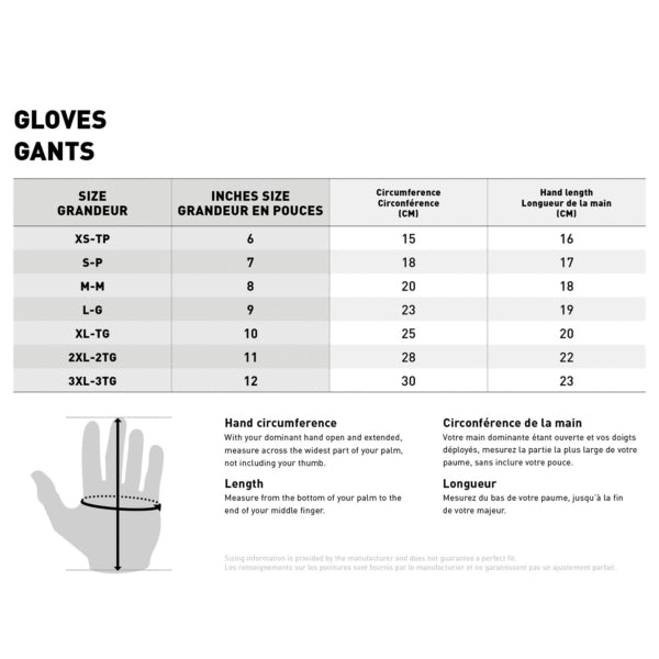 Oxford Ontario Gloves - Men - Black S Size Chart - Driven Powersports