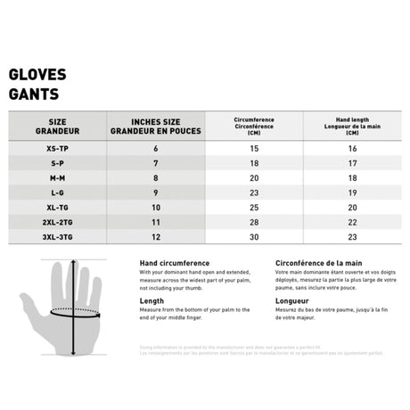 Oxford Spartan Gloves Size Chart - Driven Powersports