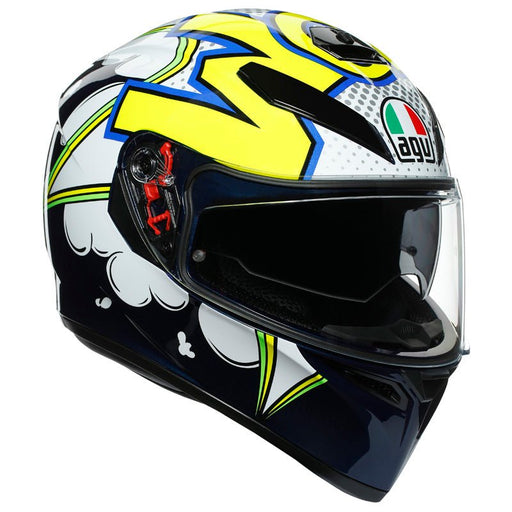 AGV K-3 SV HELMET - BUBBLE - BLUE/WHITE/YELLOW FLUO (MS) (210301O2MY007MS) - Driven Powersports Inc.8051019342782210301O2MY007MS