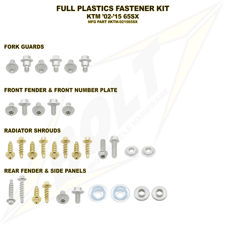 BOLT KTM FULL PLASTICS FASTENER (KT) (KTM - 021565SX) - DRIVEN Canada's Powersports 819648022202KTM - 021565SX
