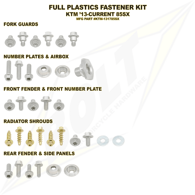 BOLT KTM FULL PLASTICS FASTENER (KT) (KTM - 131785SX) - DRIVEN Canada's Powersports 819648022288KTM - 131785SX