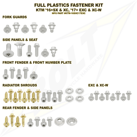 BOLT KTM FULL PLASTICS FASTENER (KT) (KTM - 16SXC17EXC) - DRIVEN Canada's Powersports 819648022301KTM - 16SXC17EXC