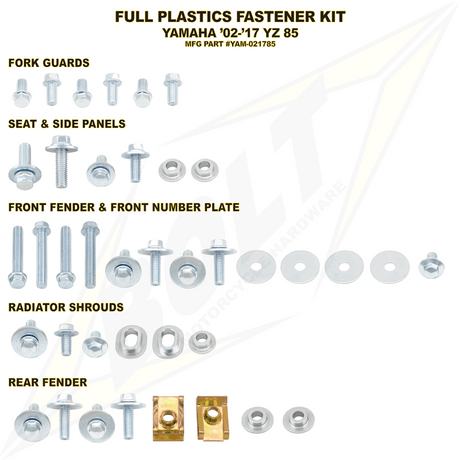 BOLT YAMAHA FULL PLASTICS FASTENER (KT) (YAM - 021785) - DRIVEN Canada's Powersports 819648022387YAM - 021785