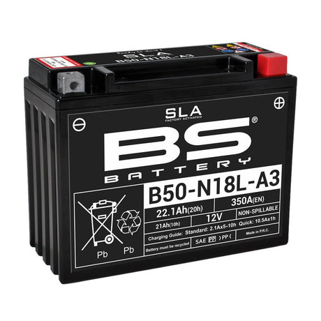 BS BATTERY B50 - N18L - A3 12V BATTERY WITH ACID PACK (310548) - DRIVEN Canada's Powersports 3661454105467310548