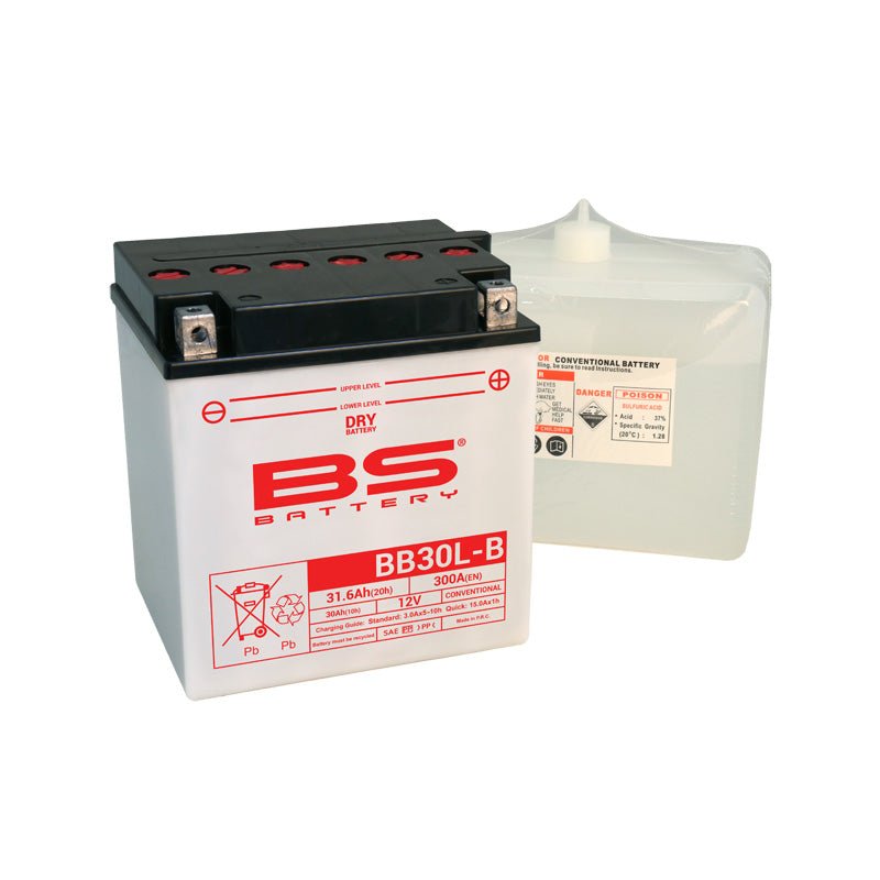 BS BATTERY BB30L - B 12V BATTERY WITH ACID PACK (310552) - DRIVEN Canada's Powersports 3661454105504310552