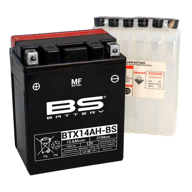BS BATTERY BTX14AH - BS MAINTENANCE FREE 12V BATTERY (300606) - DRIVEN Canada's Powersports 3661451002707300606