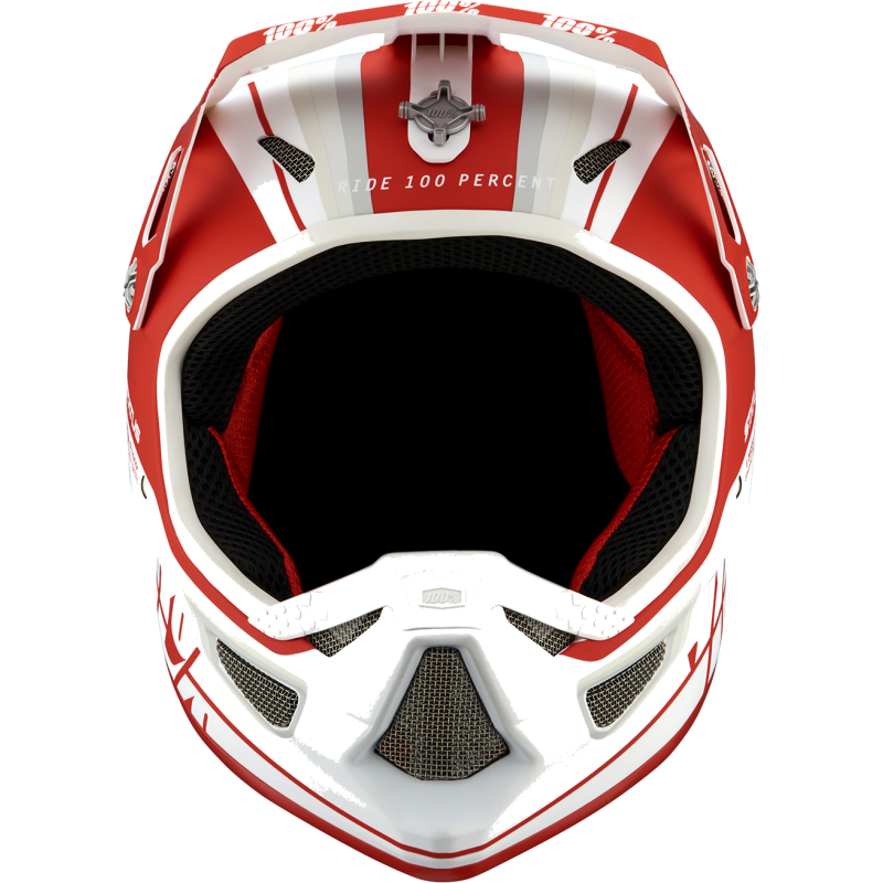100% STATUS HELMET Topenga Red/White Front - Driven Powersports