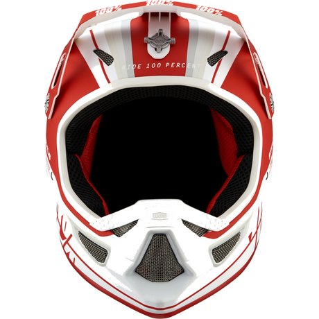 100% STATUS HELMET Topenga Red/White Front - Driven Powersports