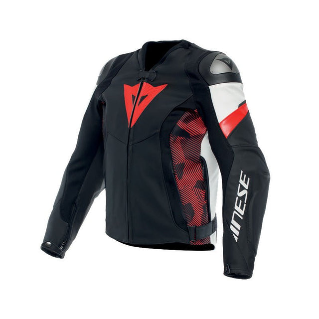 DAINESE AVRO 5 LEATHER JACKET 52 (BLACK/RED - LAVA/WHITE) - DRIVEN Canada's Powersports 805101963964615300001 - A77 - 52