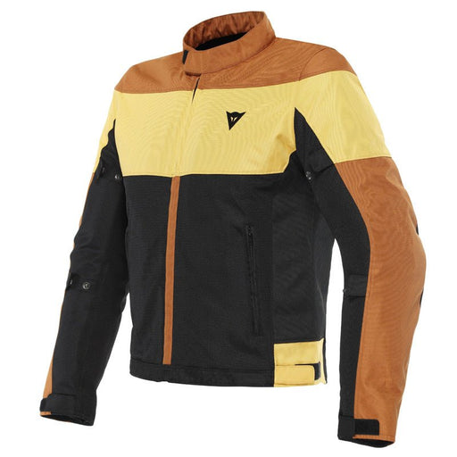 DAINESE ELETTRICA AIR TEX JACKET - BLACK/LEATHER BROWN/MINERAL YELLOW (64) - Driven Powersports Inc.80510192692011735248-23F-46
