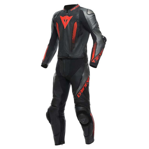 DAINESE LAGUNA SECA 5 2PCS LEATHER SUIT - BLACK/ANTHRACITE/FLUO-RED 64 - Driven Powersports Inc.80510194969591513481-P80-46