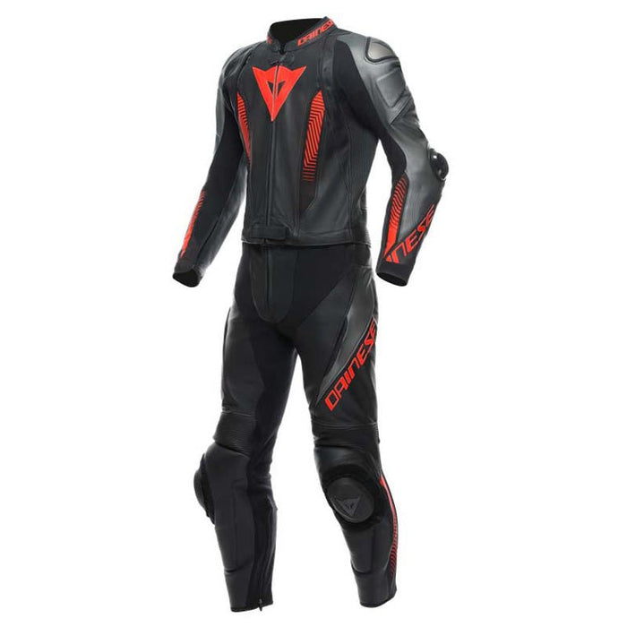 DAINESE LAGUNA SECA 5 2PCS LEATHER SUIT - BLACK/ANTHRACITE/FLUO-RED 64 - Driven Powersports Inc.80510194969661513481-P80-48