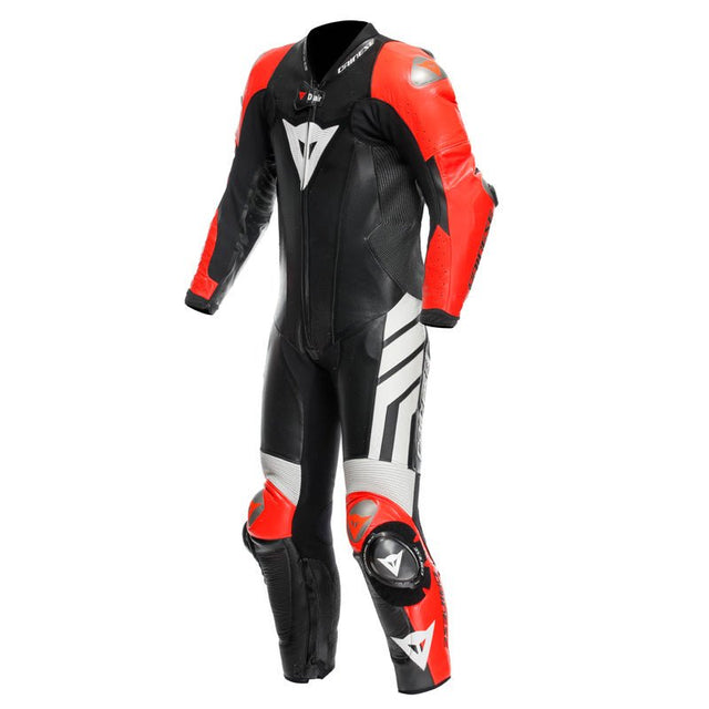 DAINESE MUGELLO 3 PERF. D - AIR 1PC LEATHER SUIT BLACK/FLUO - RED/WHITE (56) - DRIVEN Canada's Powersports 80510195302331D10040 - W12 - 56