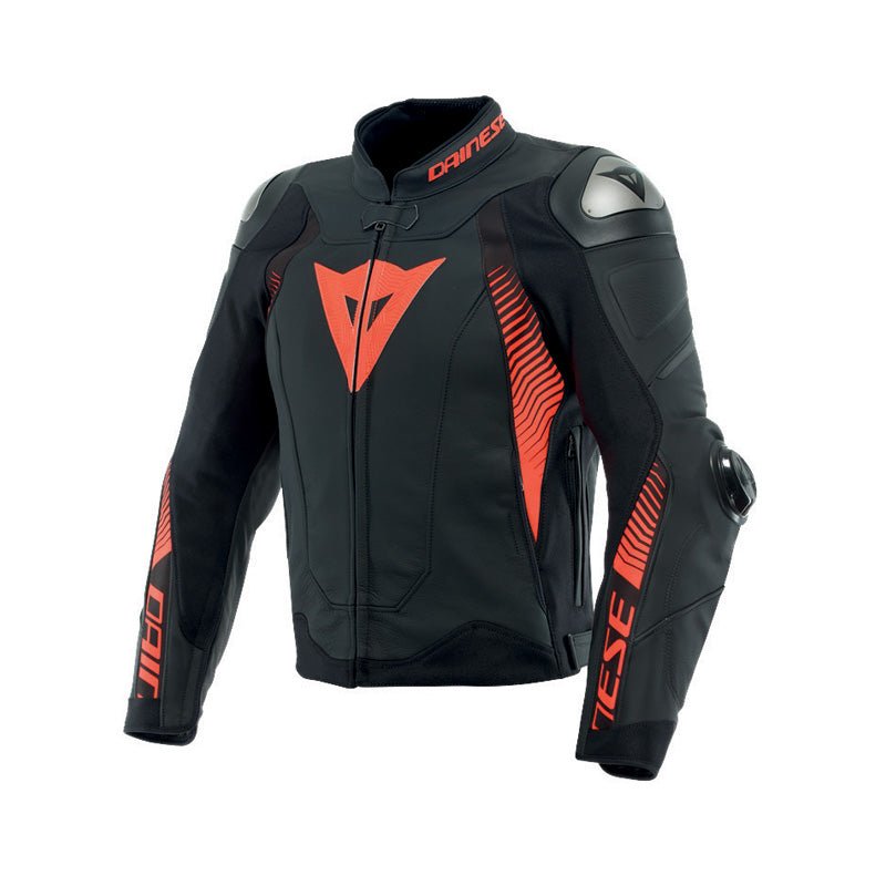 DAINESE SUPER SPEED 4 LEATHER JACKET MATTE BLACK/FLUO RED (62) - DRIVEN Canada's Powersports 80510194169881533870 - 51G - 52