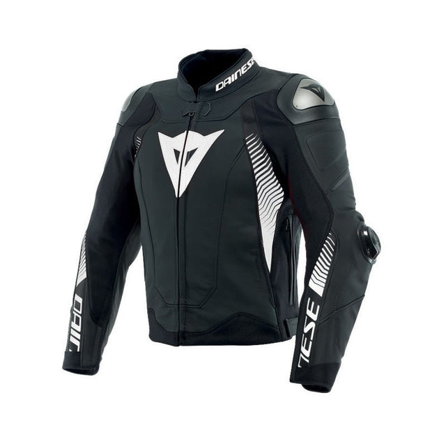 DAINESE SUPER SPEED 4 LEATHER JACKET MATTE BLACK/WHITE (62) - DRIVEN Canada's Powersports 80510194167421533870 - 78A - 44