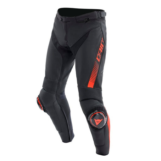 DAINESE SUPER SPEED LEATHER PANTS - BLACK/RED-FLUO (58) (15500001-628-58) - Driven Powersports Inc.805101964016115500001-628-58