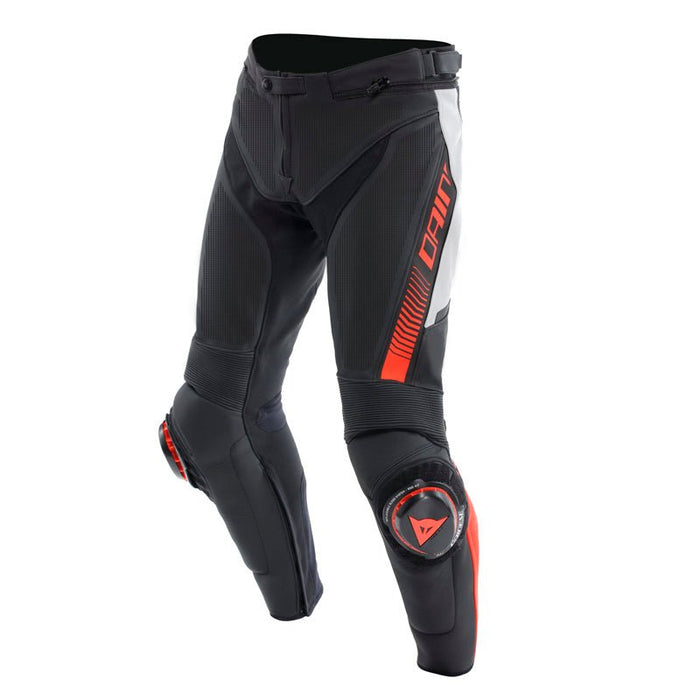 DAINESE SUPER SPEED PERF. LEATHER PANTS - BLACK/WHITE/RED-FLUO (50) (15500007-N32-50) - Driven Powersports Inc.805101964066615500007-N32-50