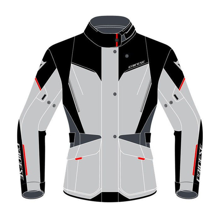 DAINESE TEMPEST 3 D-DRY LADY JACKET - GREY/BLACK/RED (54) - Driven Powersports Inc.80510194056232654642-45G-40