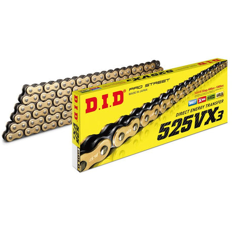 DID 525VX3 CHAIN 126L (GOLD) (M525VX3G126FB) - DRIVEN Canada's Powersports 4525516389280M525VX3G126FB